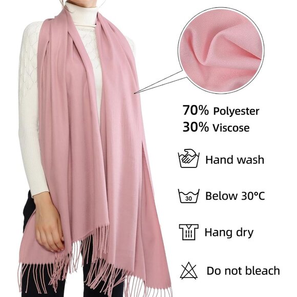 ⚡Women Baby Pink Pashmina Shawl Evening Dress Bridesmaid Winter Warm Long Scarf - Picture 4 of 6